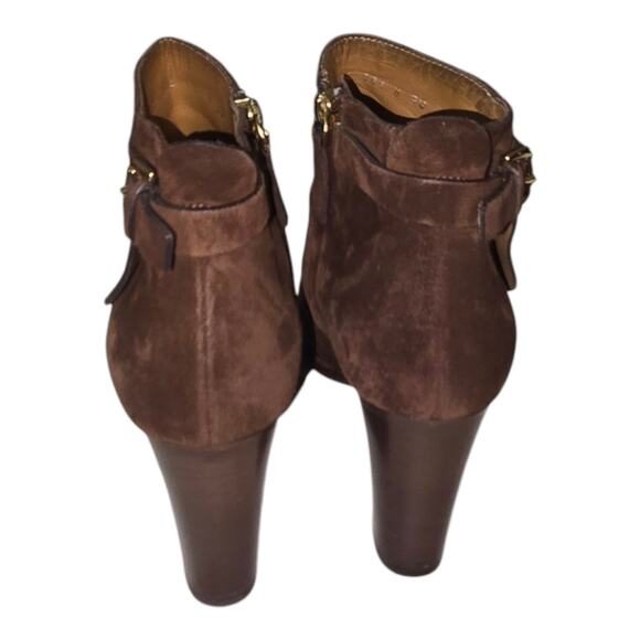 Ralph Lauren Purple Label Elegant Brown Suede Buckle Ankle Boots Size 38 US 8 - Picture 5 of 11